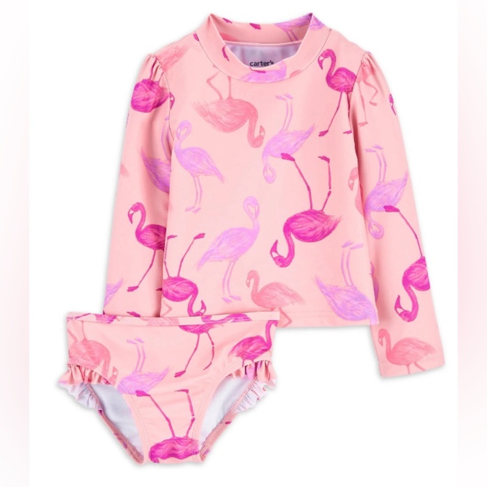 Carter's Child of Mine Pink Flamingo toddler girls swim set; size: 18M